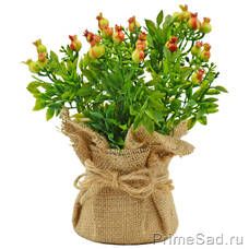 Декоративное растение Кашпо из мешковины с ягодами