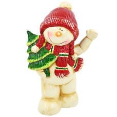 Фигура декоративная Снеговик с елкой
