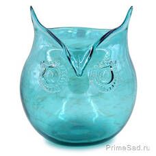 Ваза стеклянная Сова аквамарин Ваза стеклянная Сова аквамарин