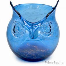 Ваза стеклянная Сова голубая Ваза стеклянная Сова голубая