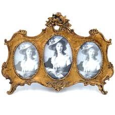 Рамка для трех фото 10*15 Золотые завитки