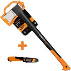 Набор: Топор-колун X21 + нож с точилкой Fiskars 1025436